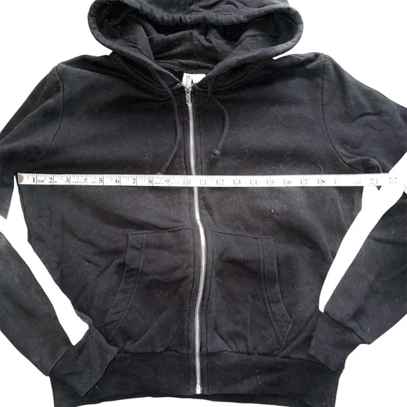 H&M Black & White hooded Zippered Sweatshirt Sz S - Picture 3 of 5